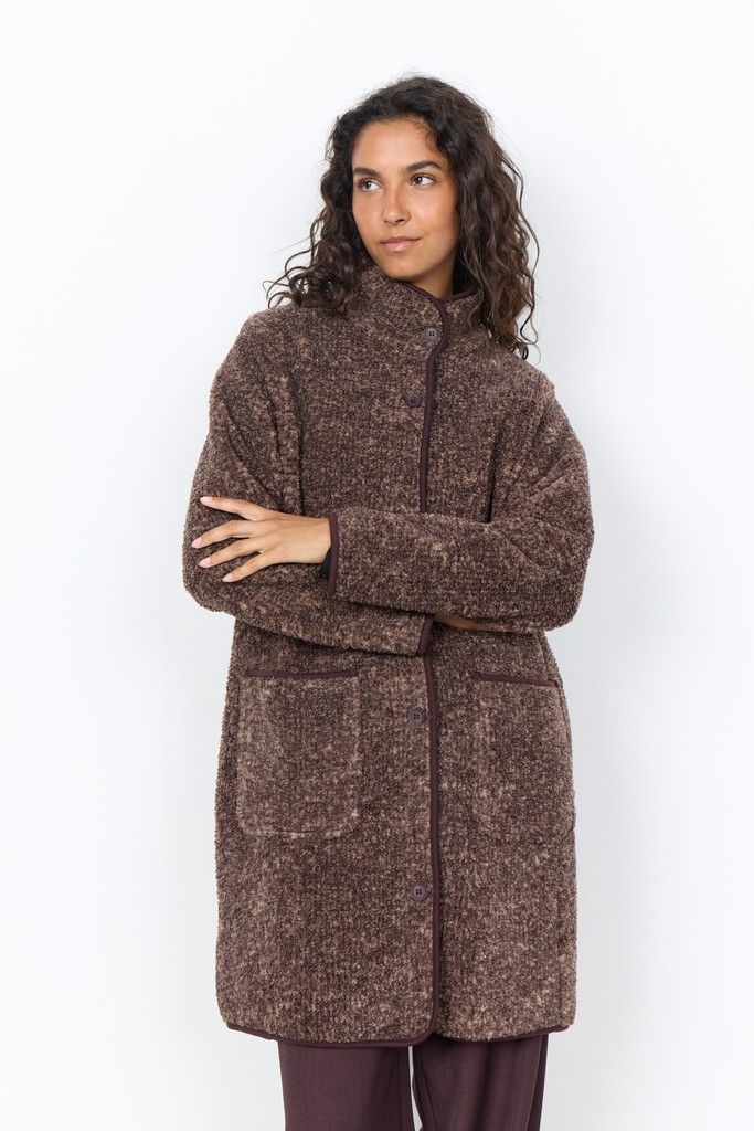 Gertrud High Collar Jacket in Chocolate Plum Mel Combi