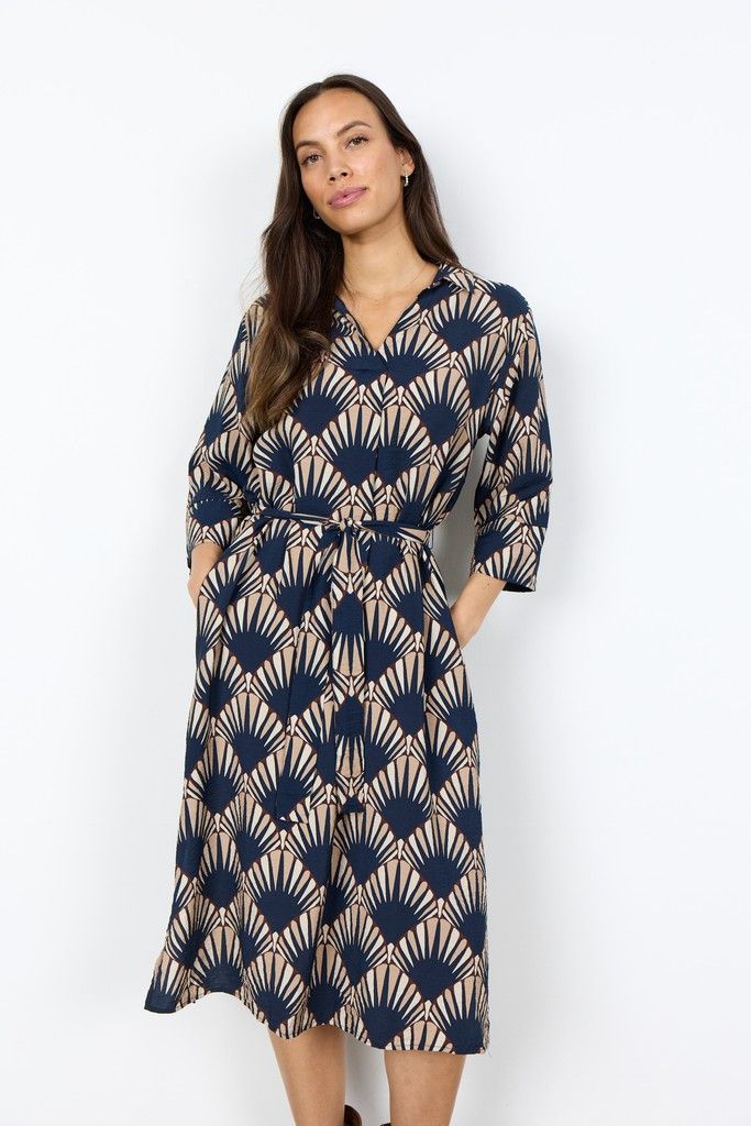 Halin Dress in Navy Combi