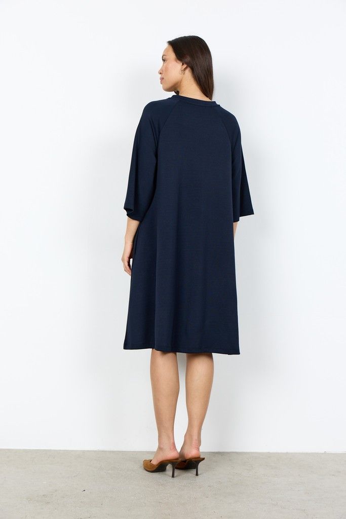 Banu Wide Sleeve Dress in Navy