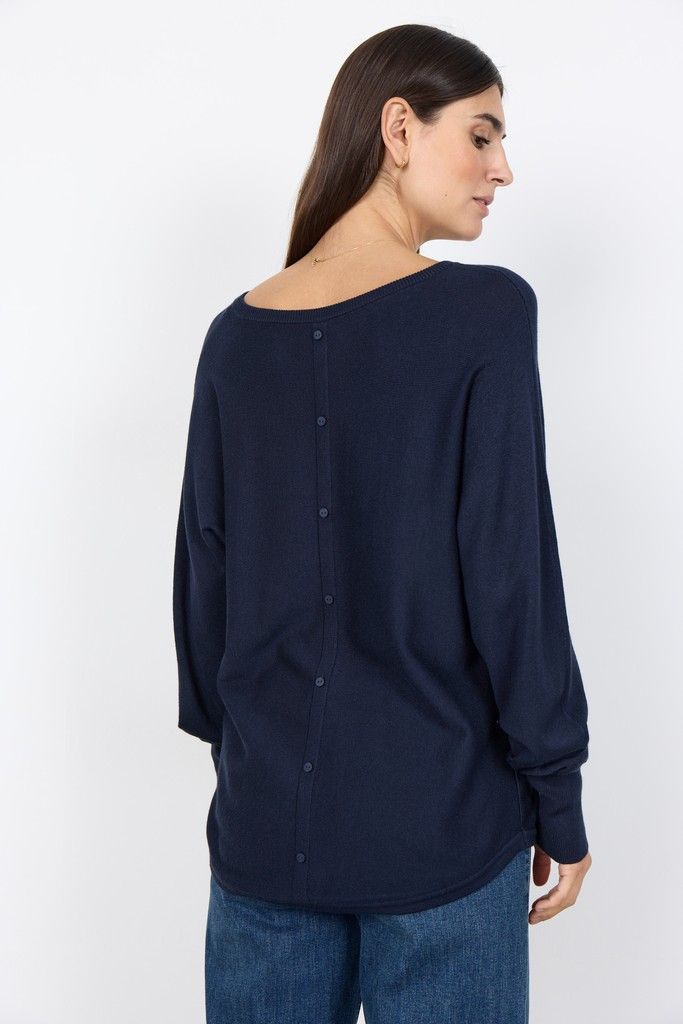 Dollie Pullover with Button Details in Navy