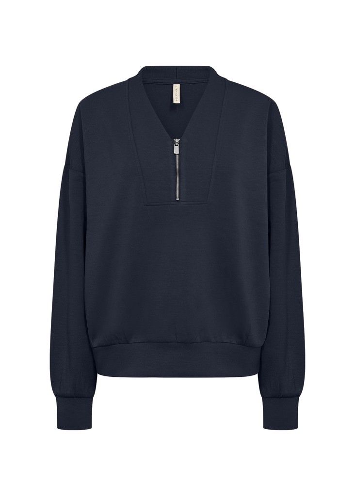 Banu  Blouse with Zipper in Navy