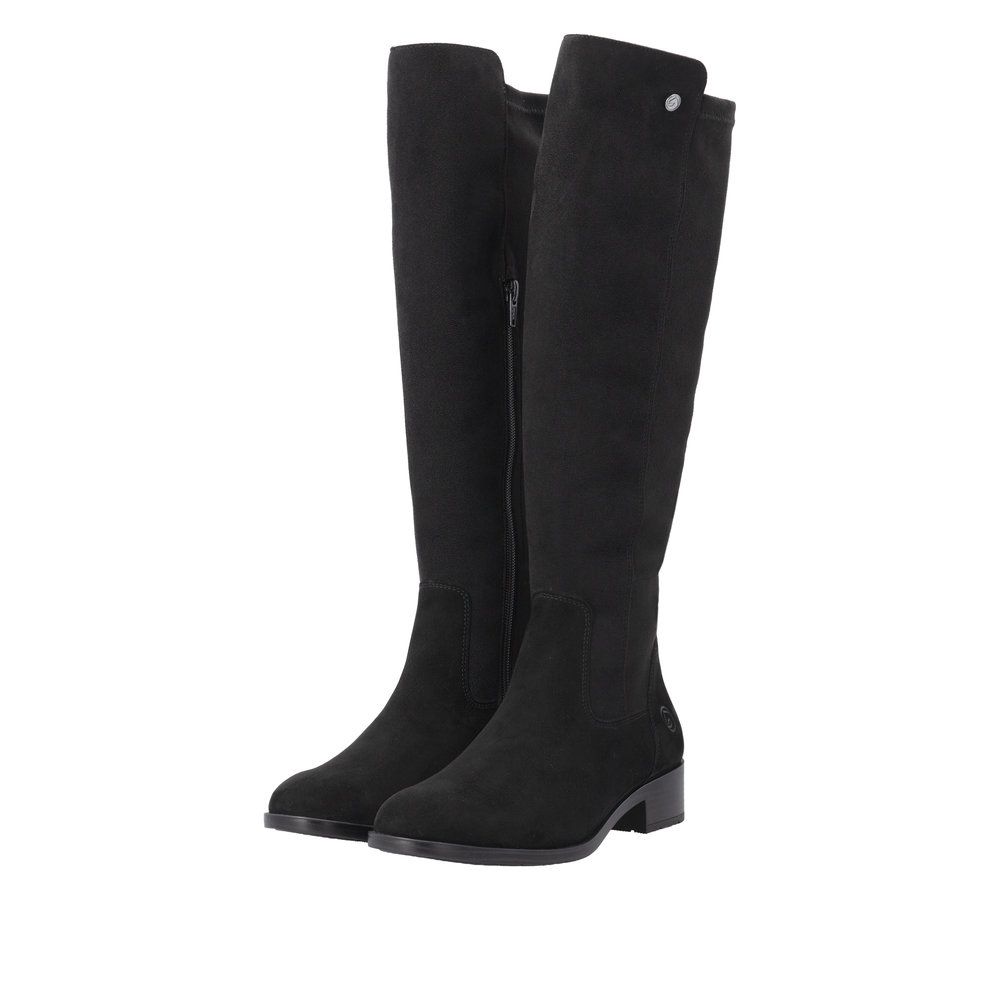 Aoife Knee-High Boots with Side Zipper in Black