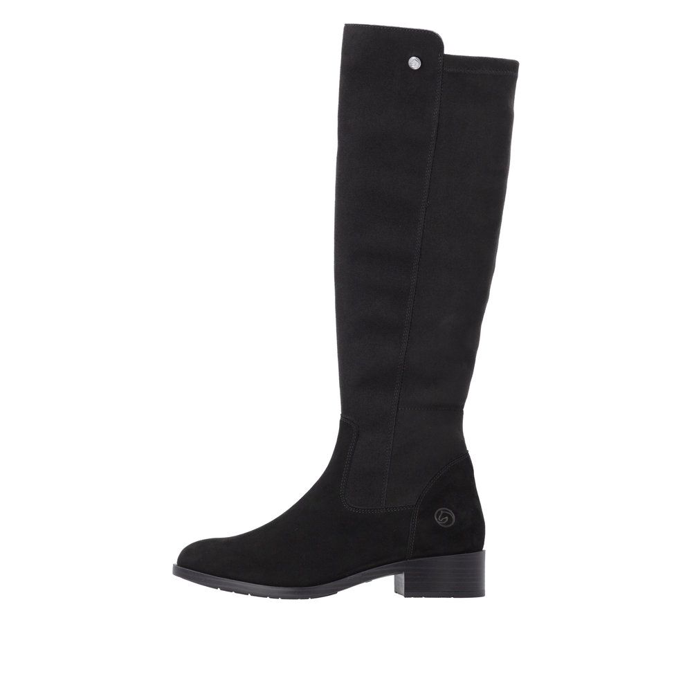 Aoife Knee-High Boots with Side Zipper in Black