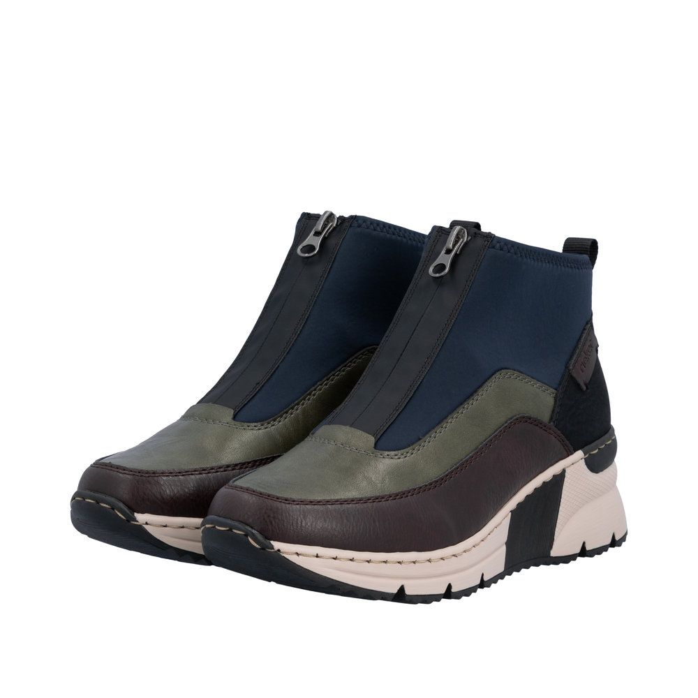 Holly Ankle Boots with Front Zipper in Multicolour