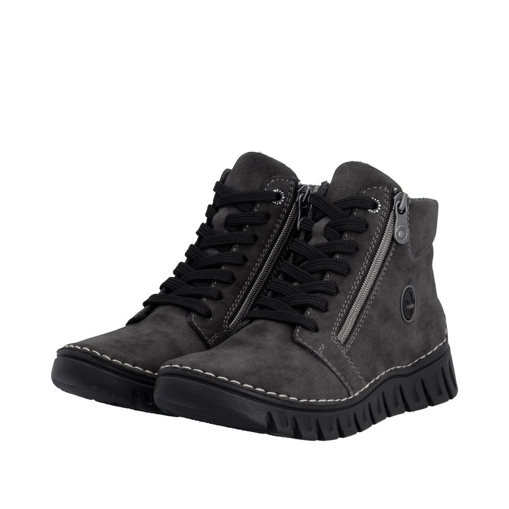 Arabella Boots with Side Zipper in Grey