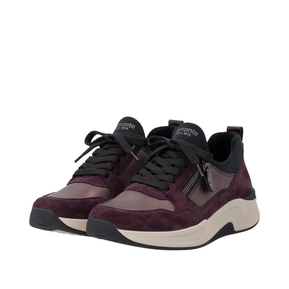Evie Lace-Up Sneaker with Zipper in Red