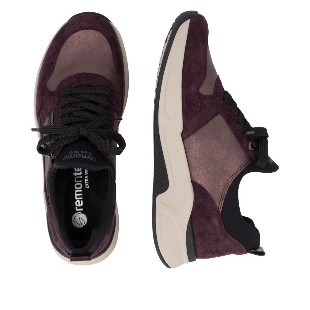 Evie Lace-Up Sneaker with Zipper in Red