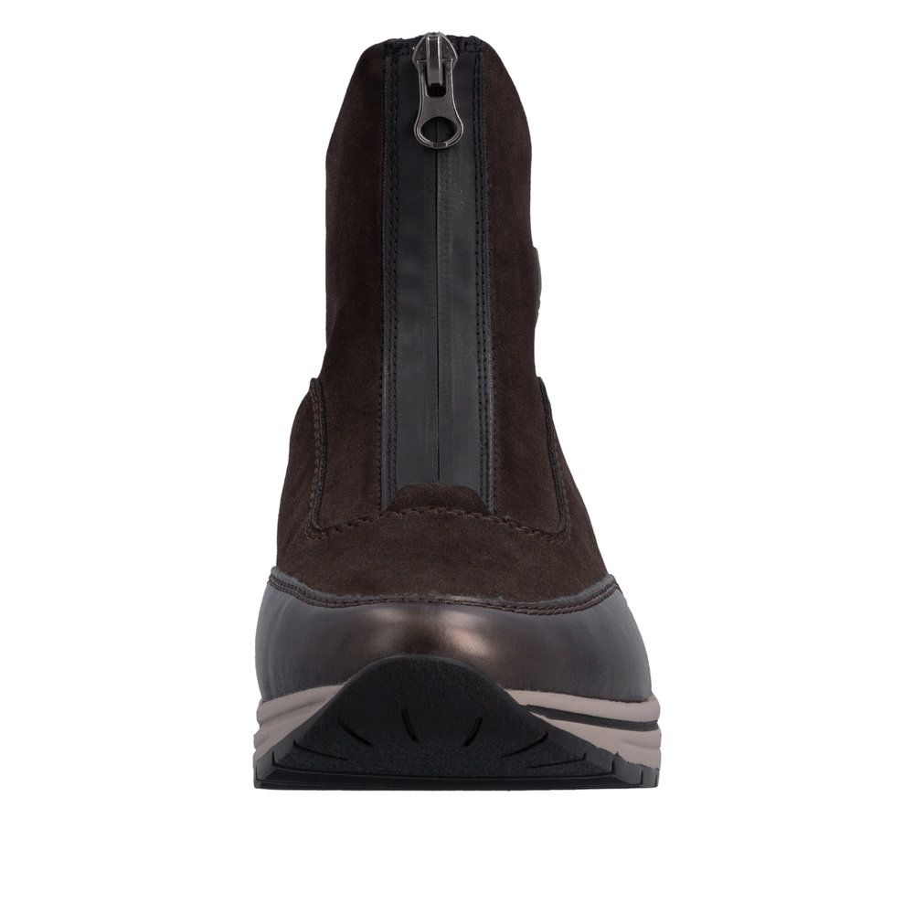 Eleanor Ankle Boots with Front Zipper in Brown
