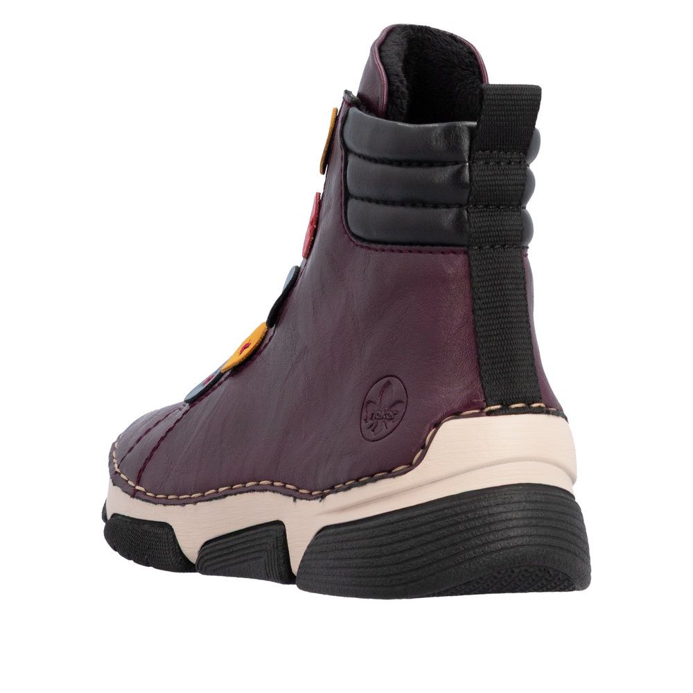 Alice Ankle Boots with Multicolour Buttons in Red
