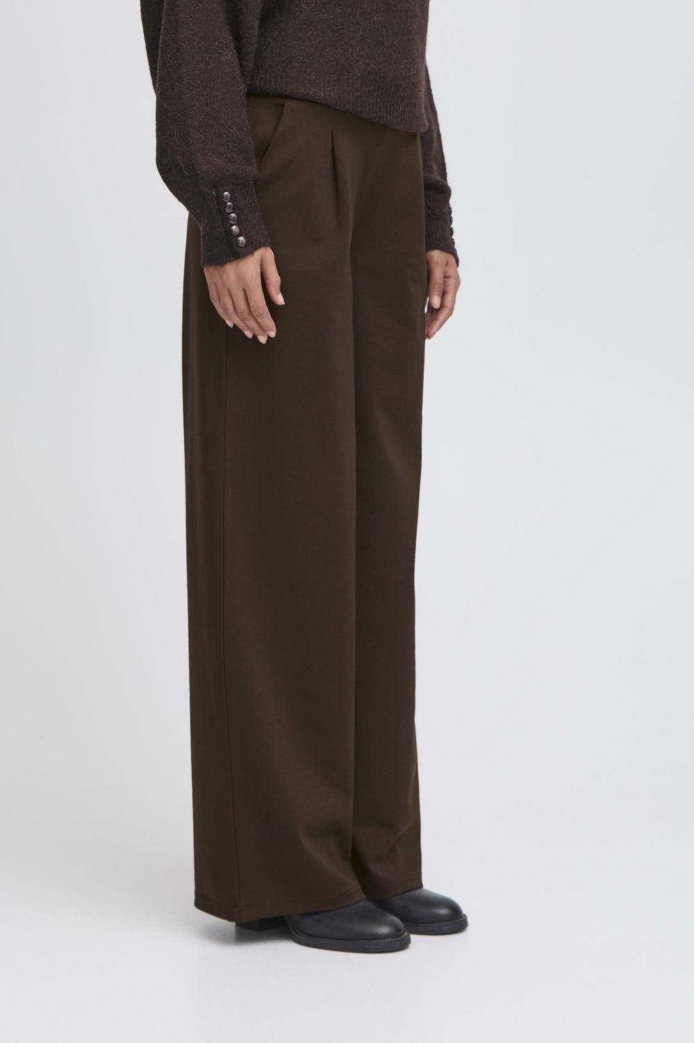 Kate Sus Long Wide Trousers in Chocolate Torte