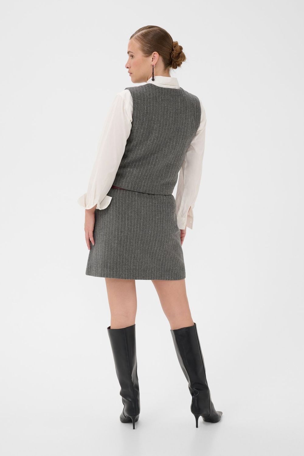 Kayla Waistcoat in Grey Pinstripe