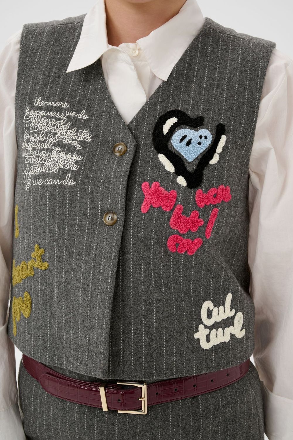 Kayla Waistcoat in Grey Pinstripe