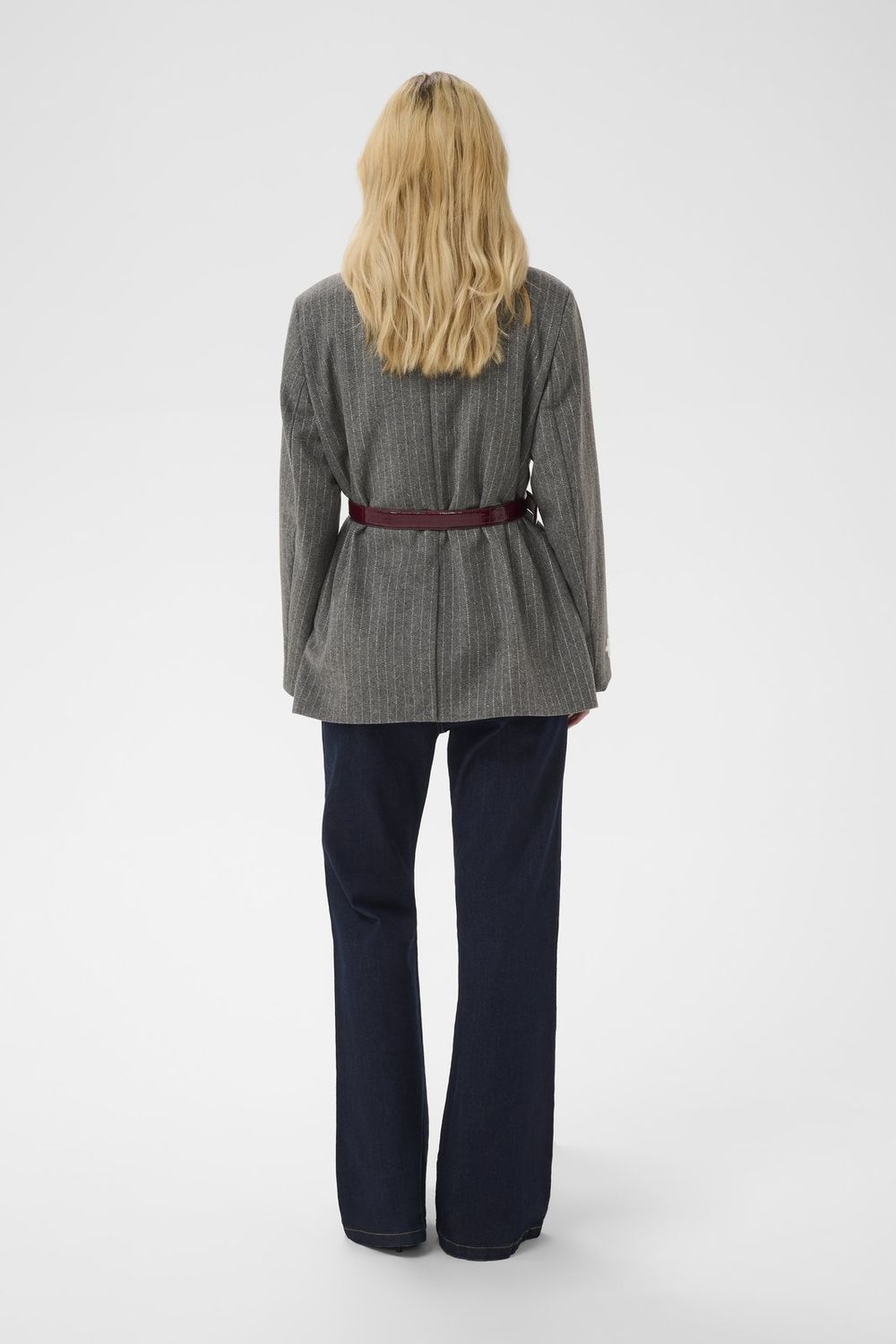 Kayla Blazer in Grey Pinstripe