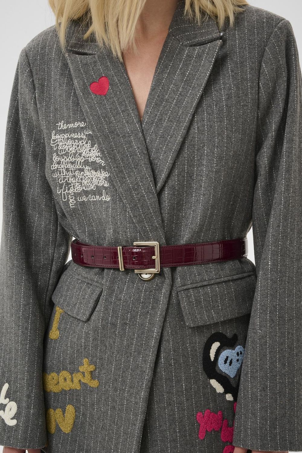Kayla Blazer in Grey Pinstripe