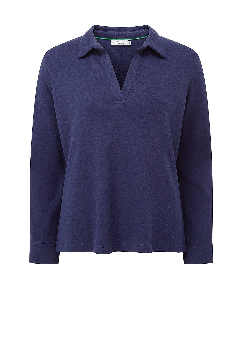 Sora Brushed Cotton Top in Navy