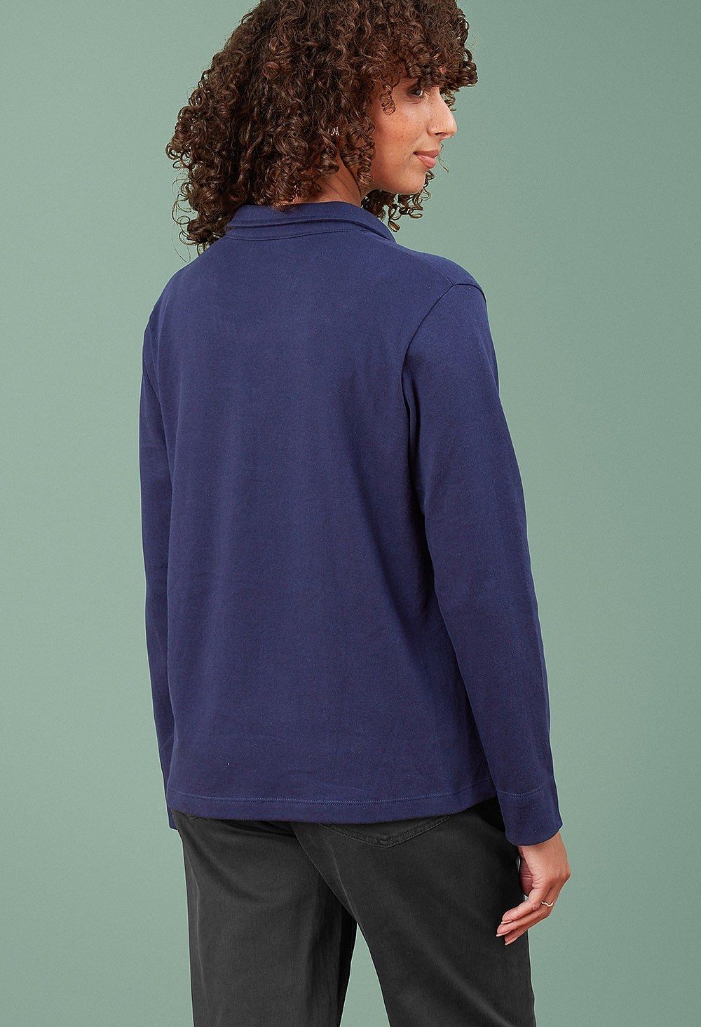 Sora Brushed Cotton Top in Navy