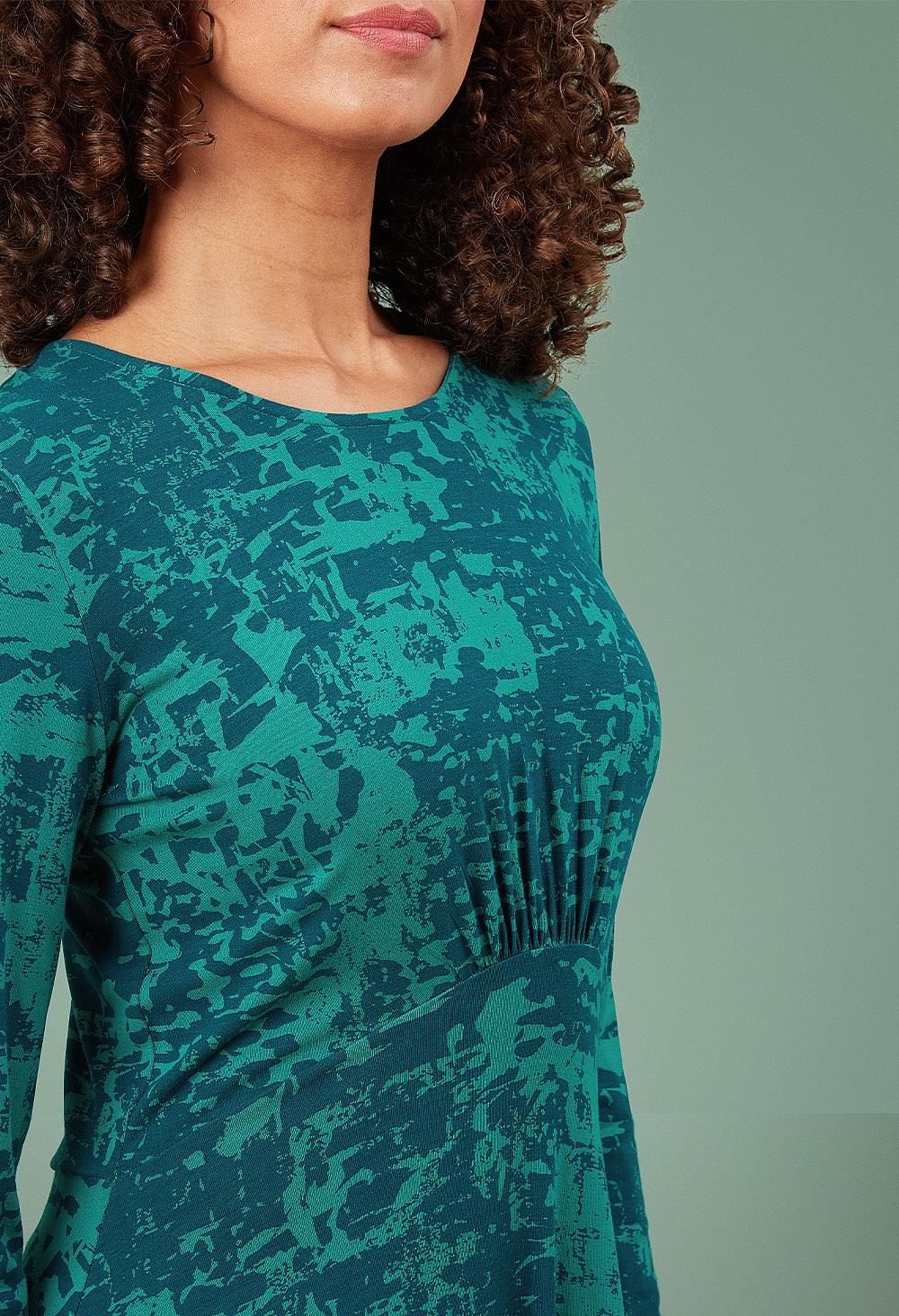 Talianna Dress Arty Abstract in Teal Mix
