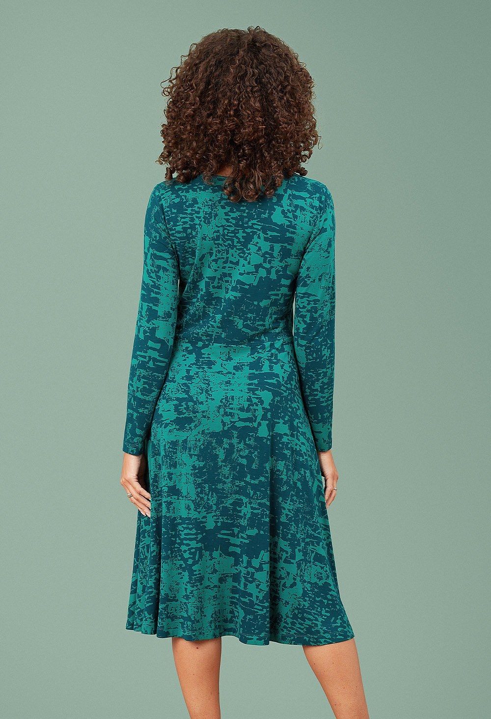 Talianna Dress Arty Abstract in Teal Mix