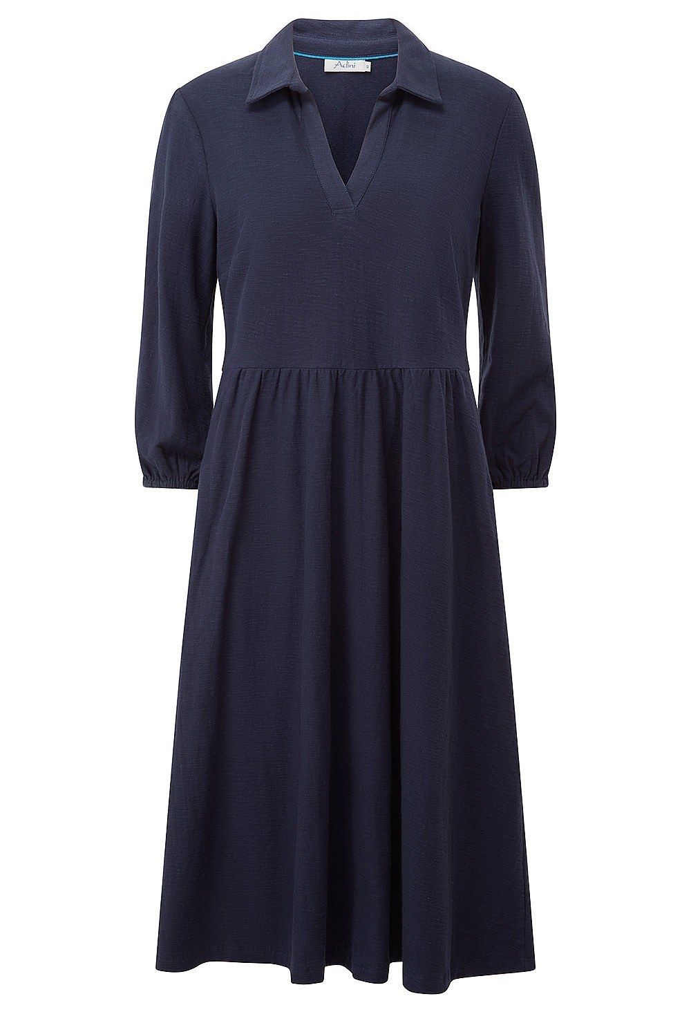 Kala Solid Slub Dress in Navy