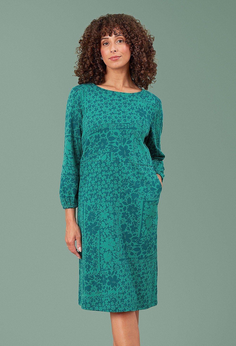 Aluna Dress Carnation Floral in Emerald Mix