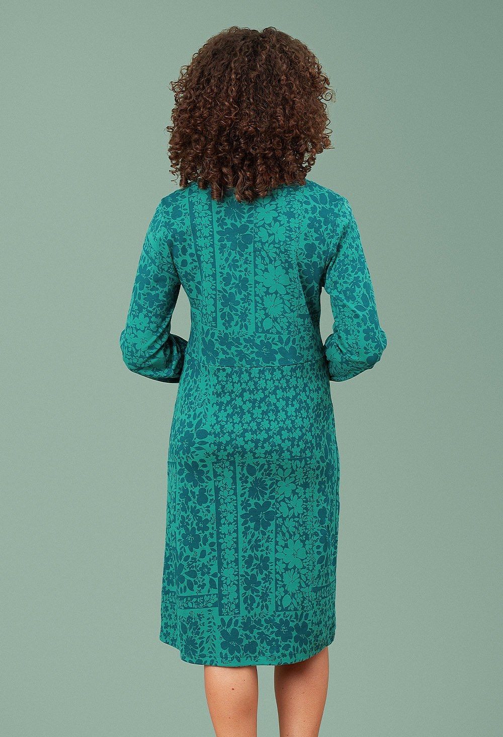 Aluna Dress Carnation Floral in Emerald Mix