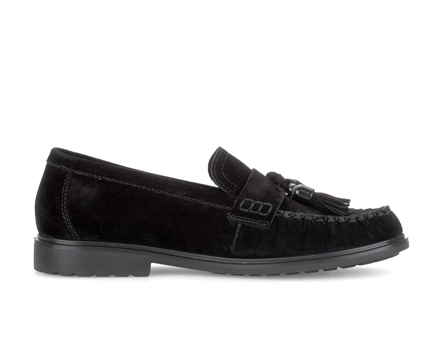 Mia Suede Loafer with Chain Detail in Black