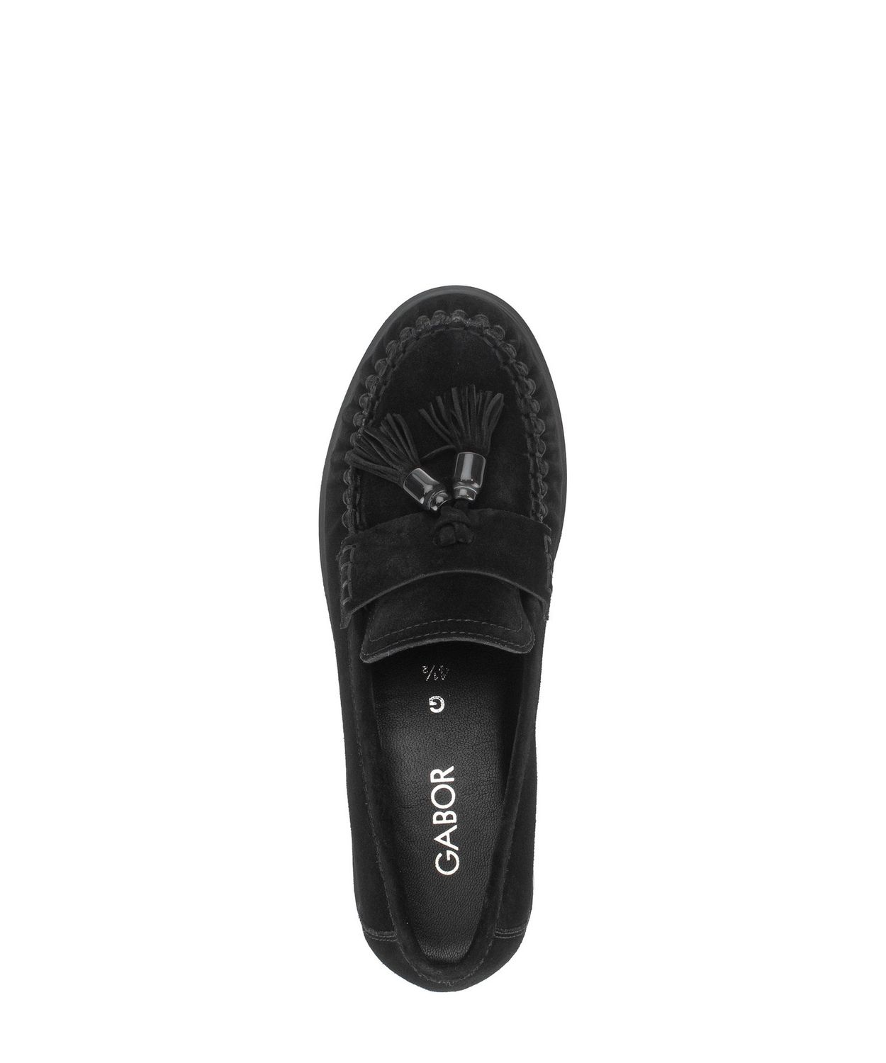 Mia Suede Loafer with Chain Detail in Black