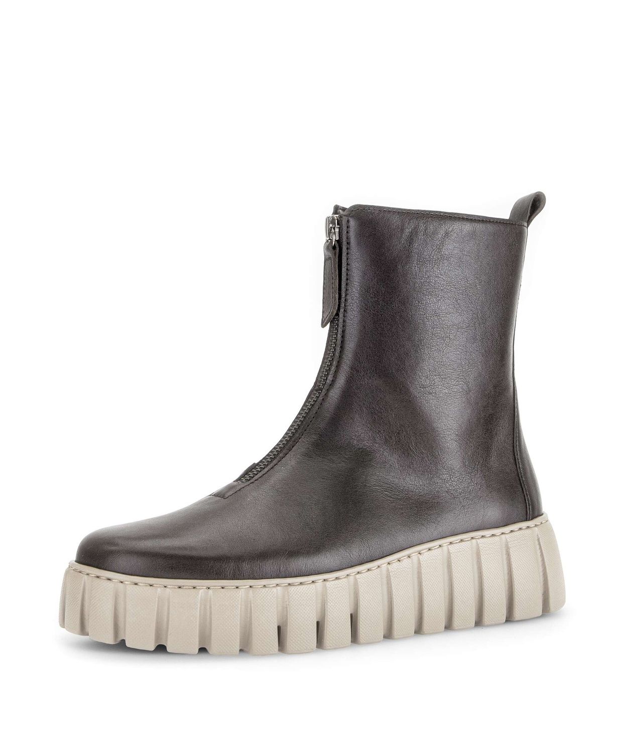 Lauren Leather Ankle Boots in Grey