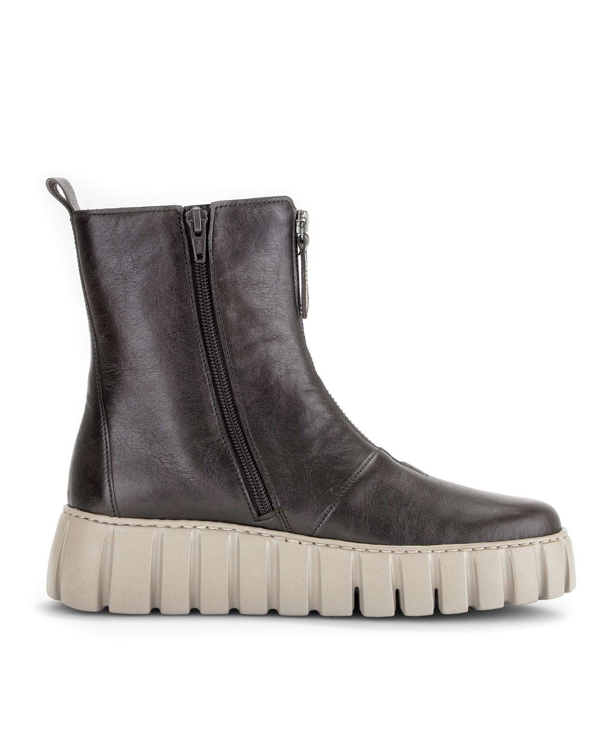 Lauren Leather Ankle Boots in Grey