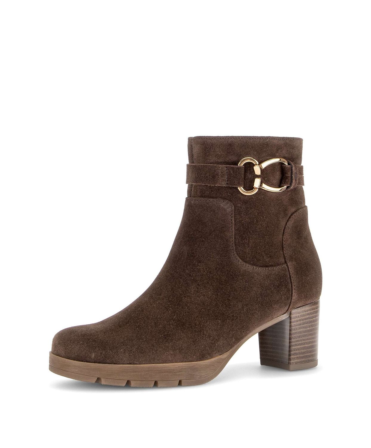 Georgia Heeled Ankle Boots with Chain Detail in Brown
