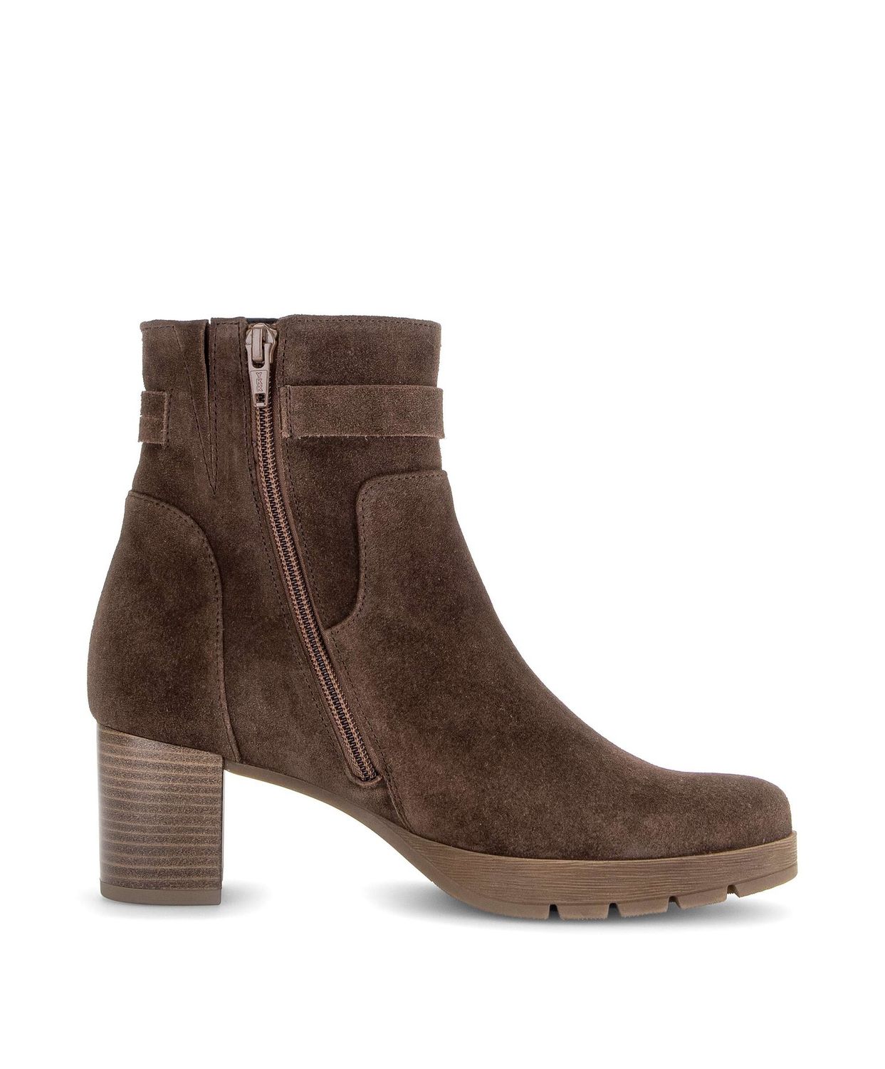 Georgia Heeled Ankle Boots with Chain Detail in Brown