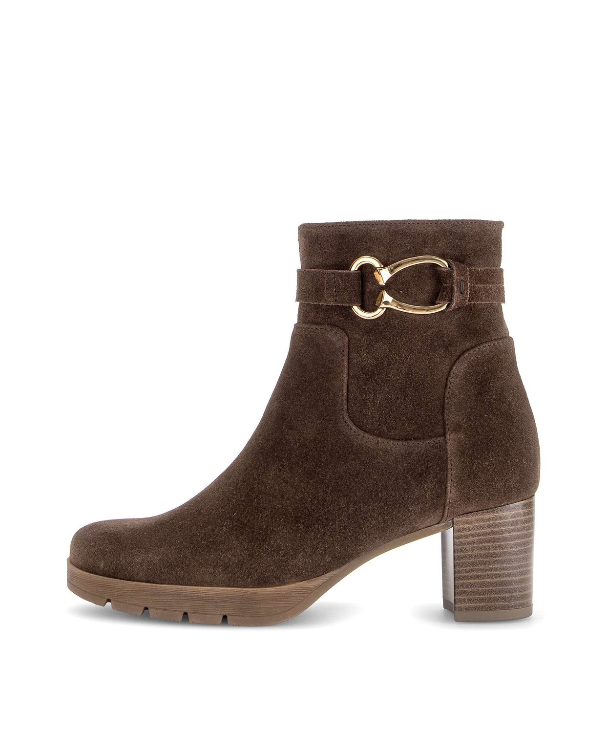 Georgia Heeled Ankle Boots with Chain Detail in Brown