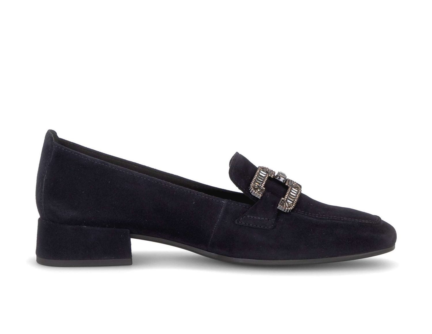 Hannah Suede Loafer with Chain Detail in Navy