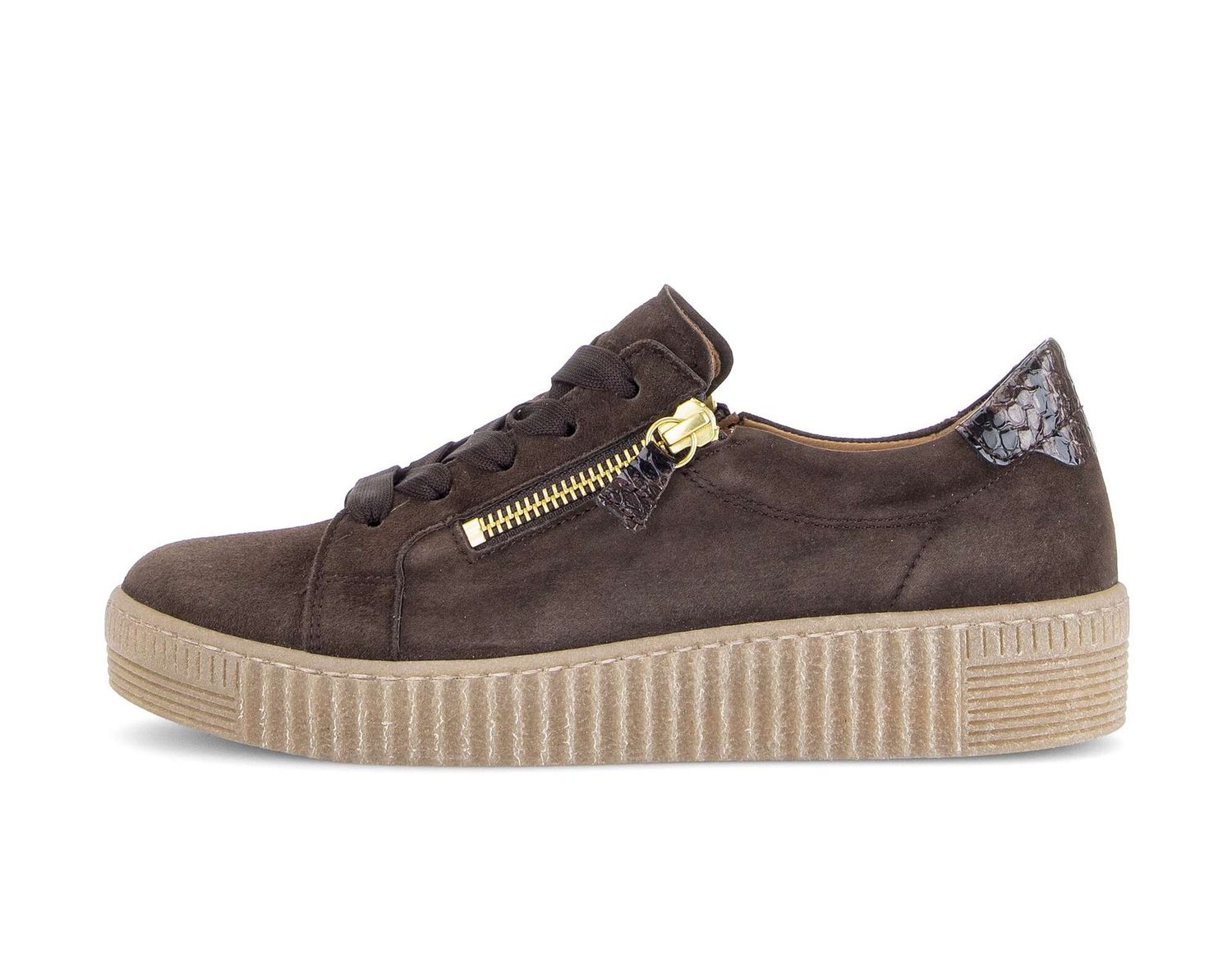 Ava Sneakes with Side Zipper in Brown
