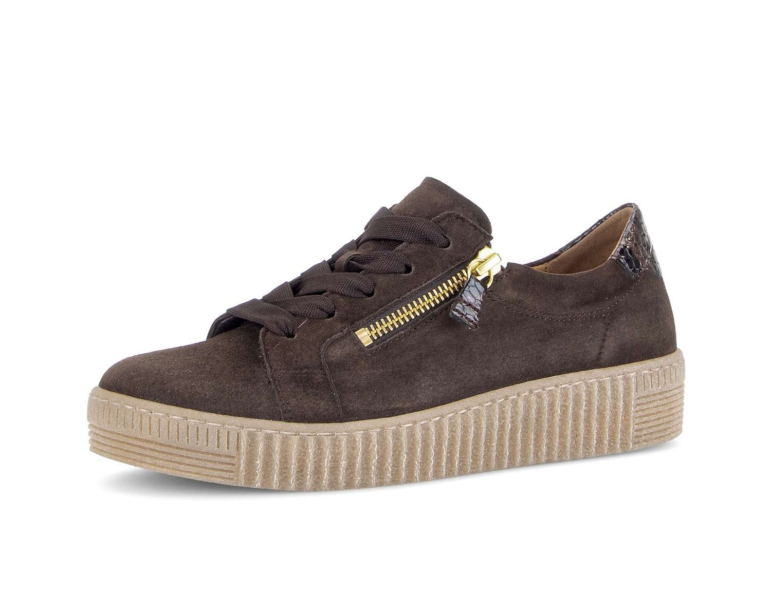 Ava Sneakes with Side Zipper in Brown
