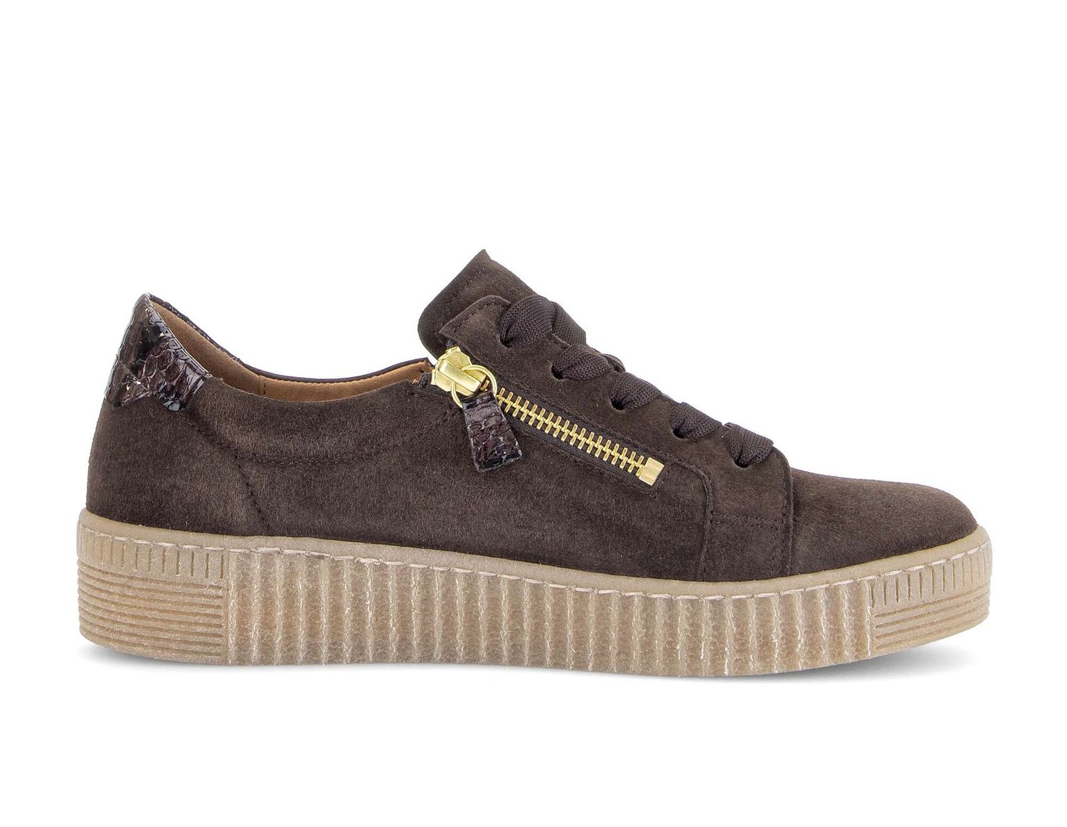 Ava Sneakes with Side Zipper in Brown