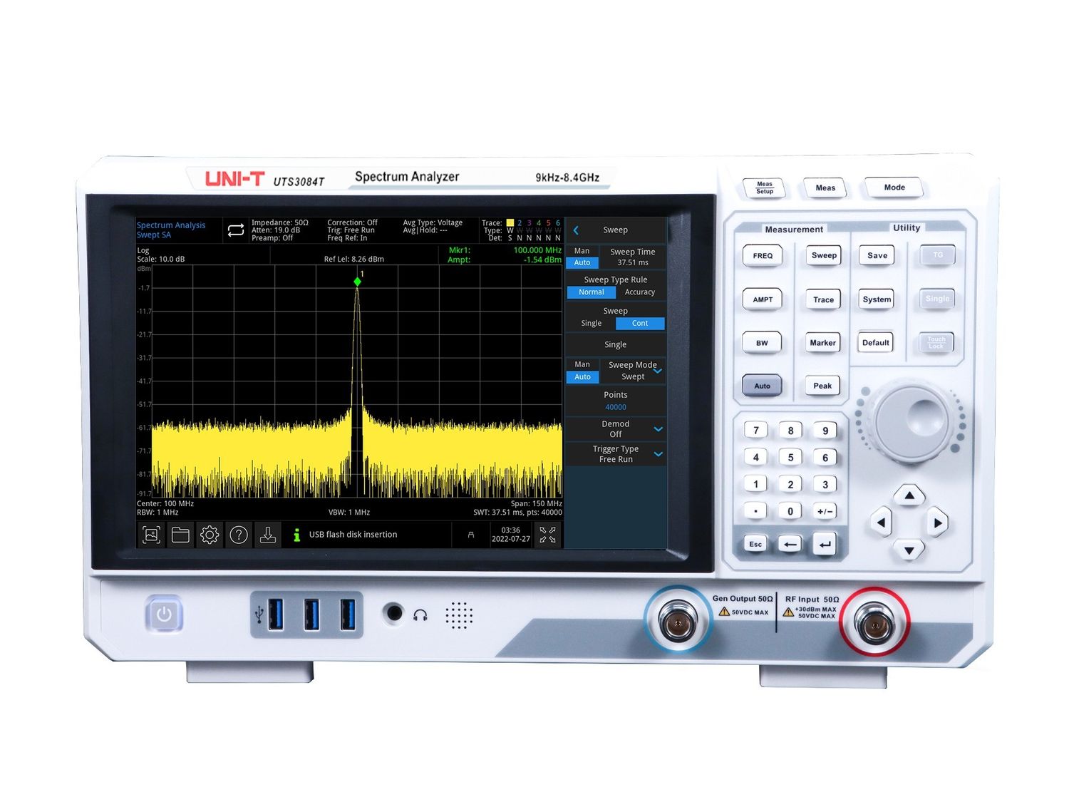 UTS3084T 8.4GHz Performance-Series Spectrum Analyzer with Tracking Generator