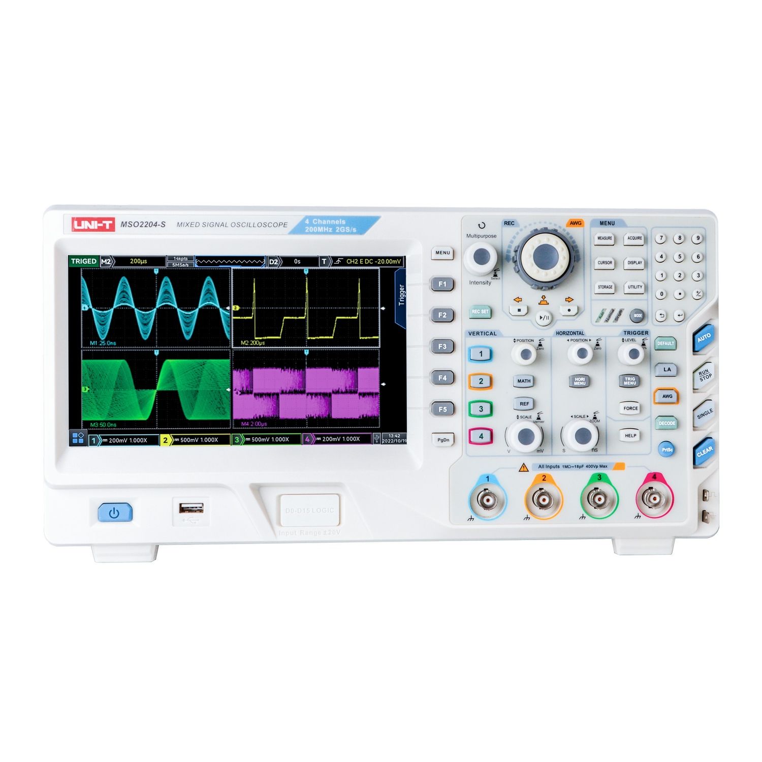 MSO2204-S 200MHz 4+16Ch Mixed Signal Oscilloscope with Signal Generator