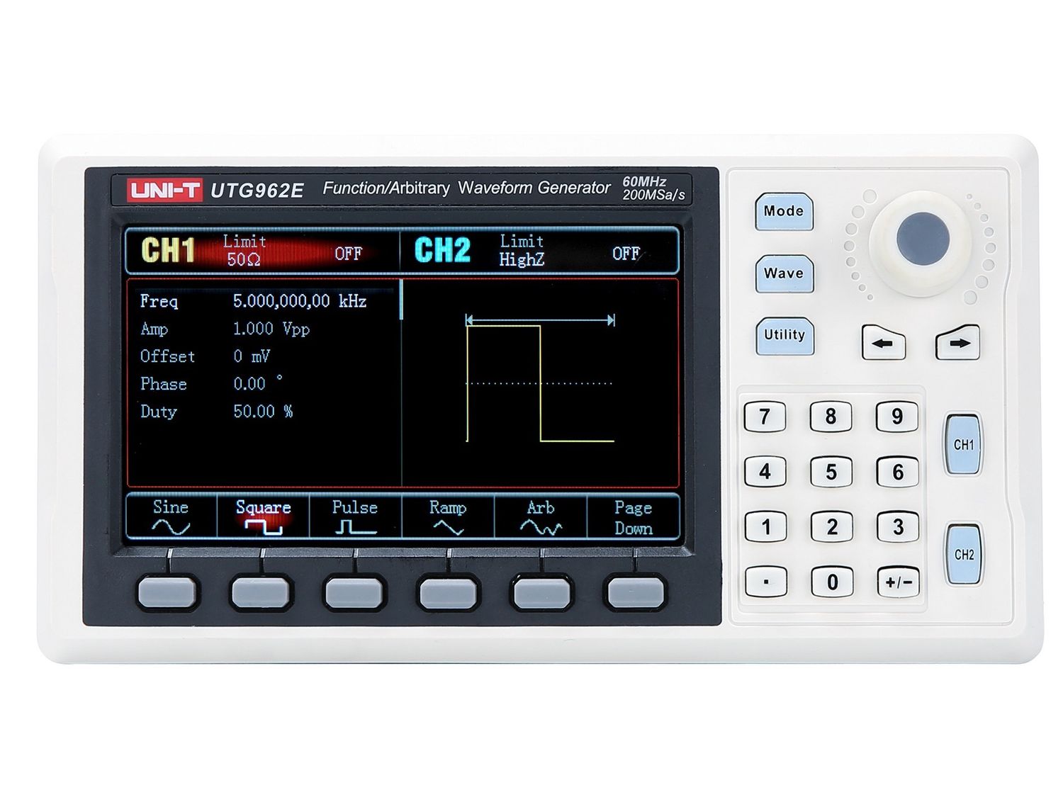 UTG962E 60MHz 2Ch Classic-Series Arbitrary Waveform Generator