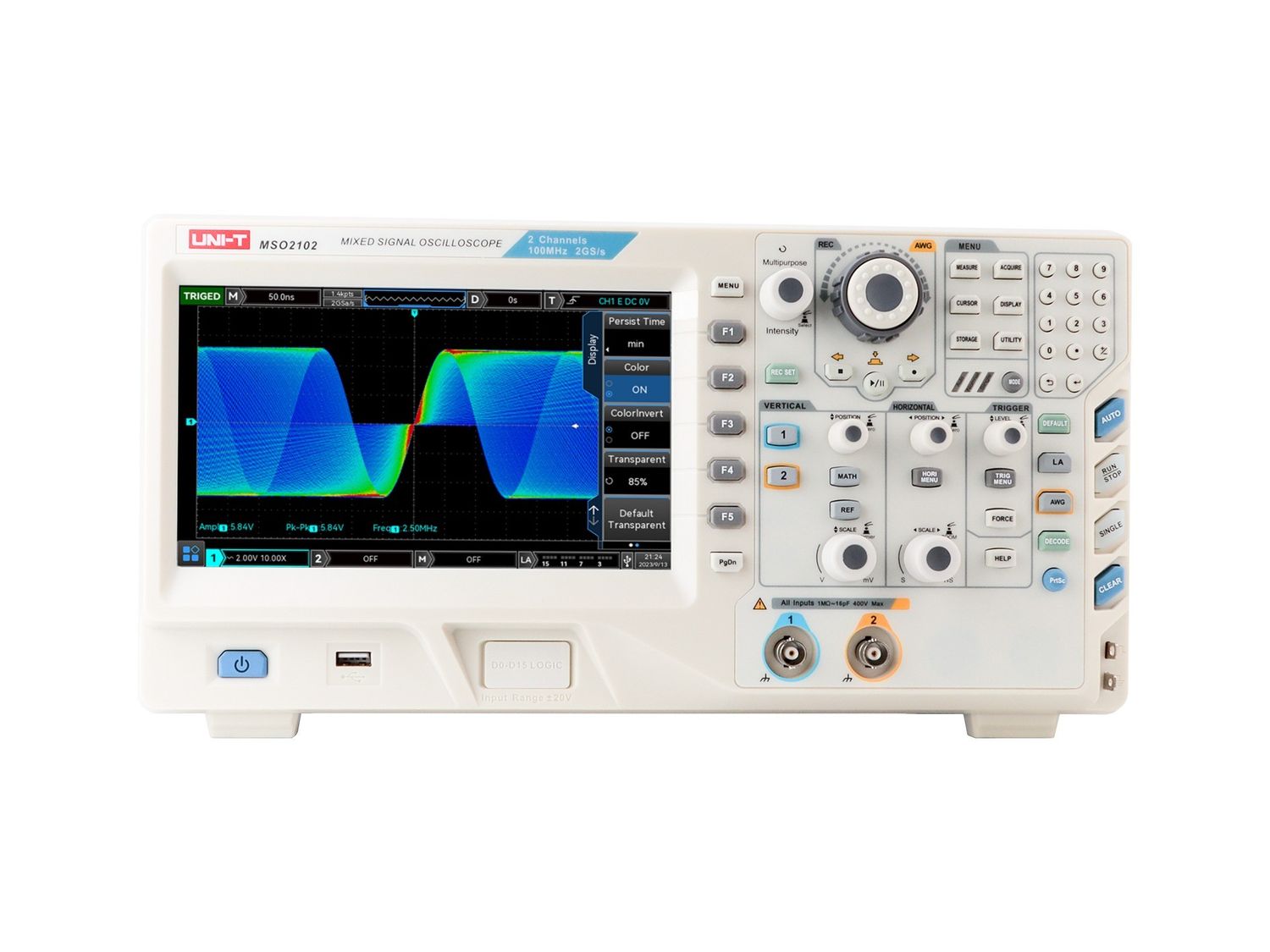 MSO2102 100MHz 2+16Ch Mixed Signal Oscilloscope