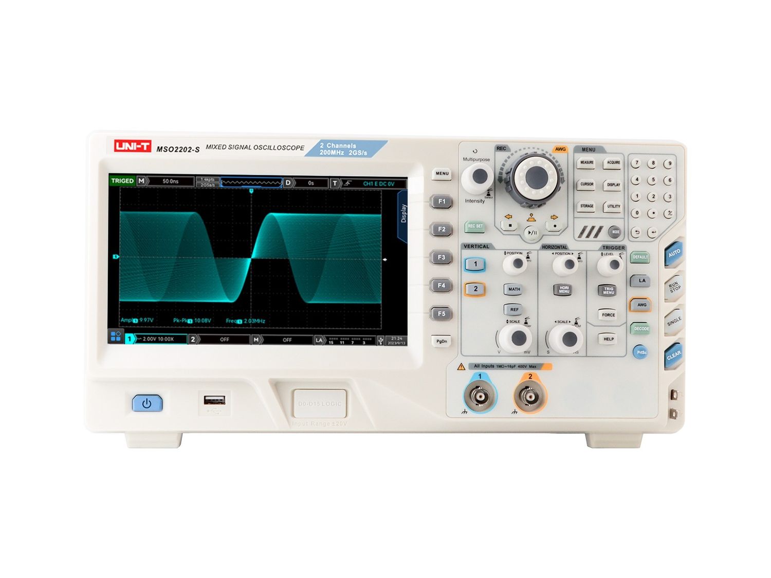 MSO2202-S 200MHz 2+16Ch Mixed Signal Oscilloscope with Signal Generator