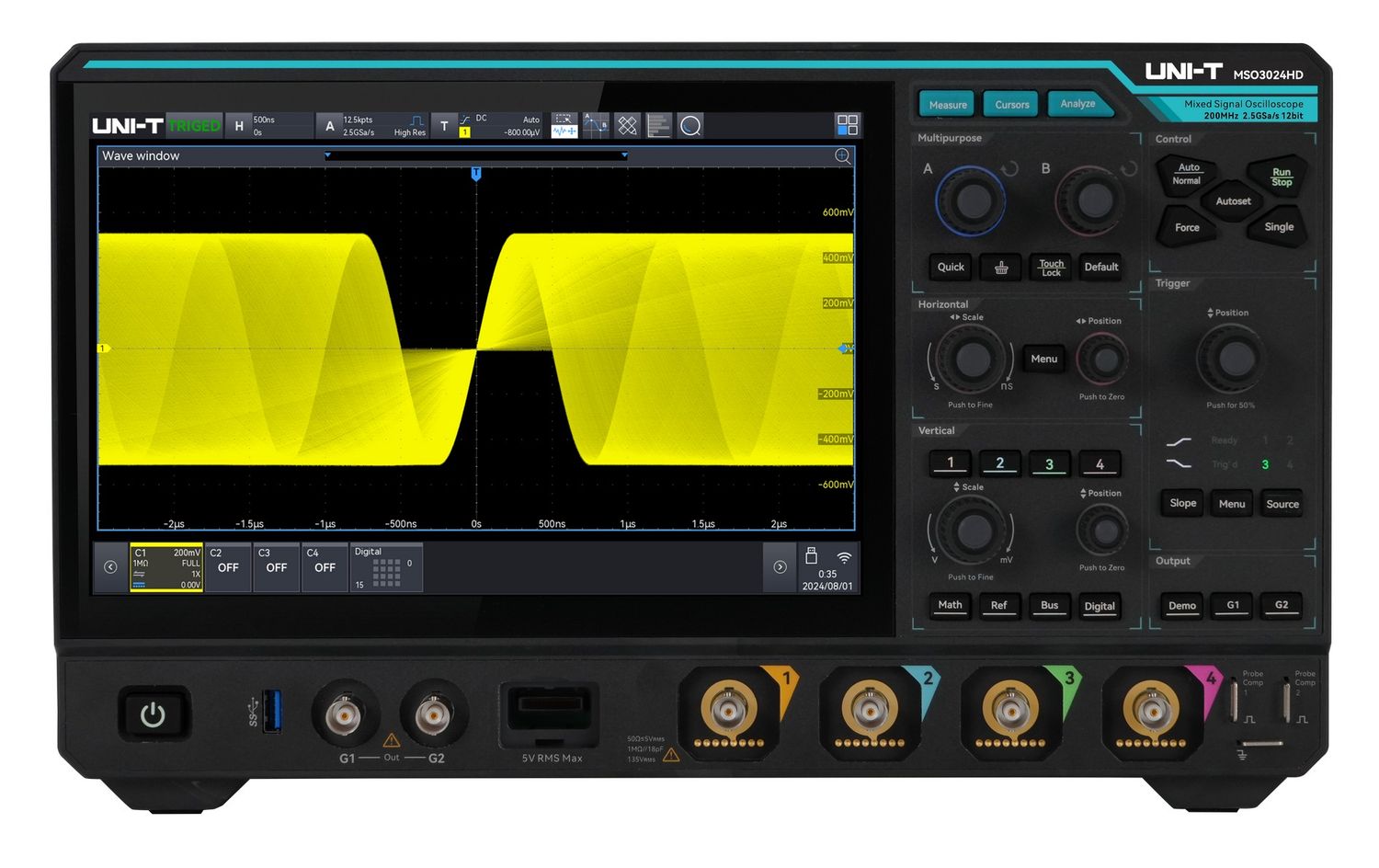 MSO3024HD 12-Bit 200MHz 4Ch Mixed Signal Oscilloscope