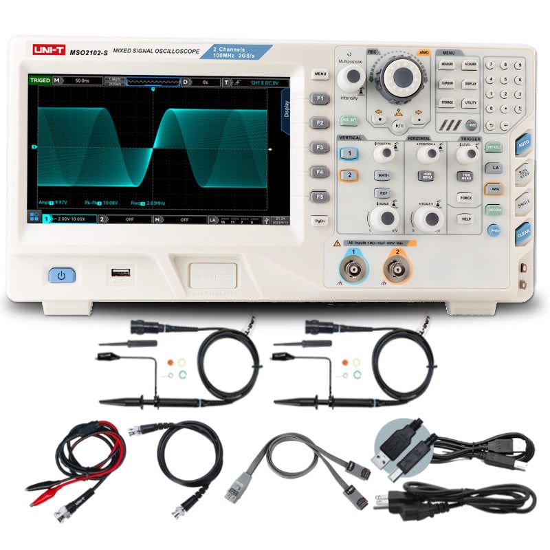 MSO2102-S 100 MHz 2+16Ch Mixed Signal Oscilloscope with Signal Generator MSO2102-S