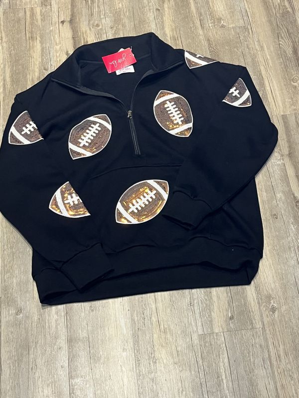 Black Football Quarter Zip 2XL