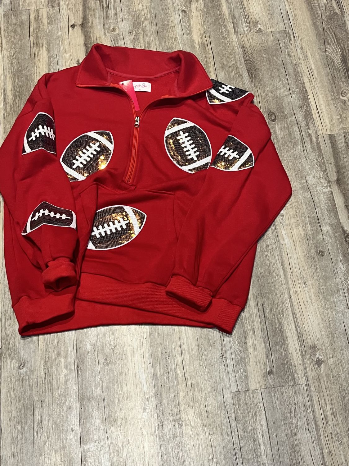 Red Football Quarter Zip XL