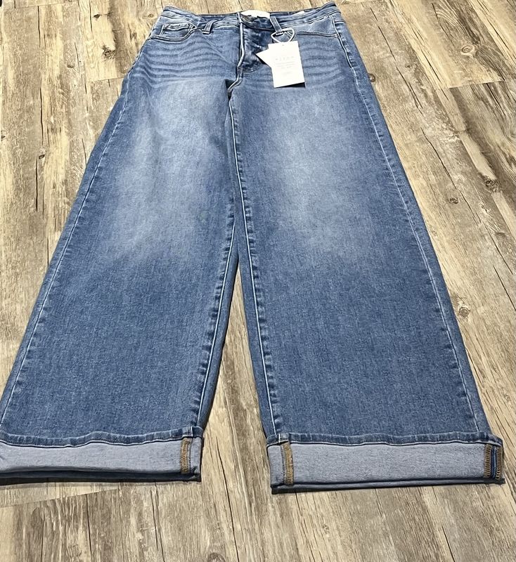 High rise wide cuffed jeans