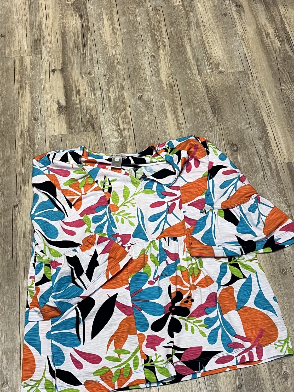 multi color notch neck top L