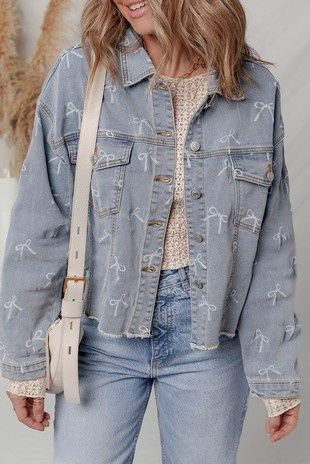 Bow Denim Jacket, Size: Medium