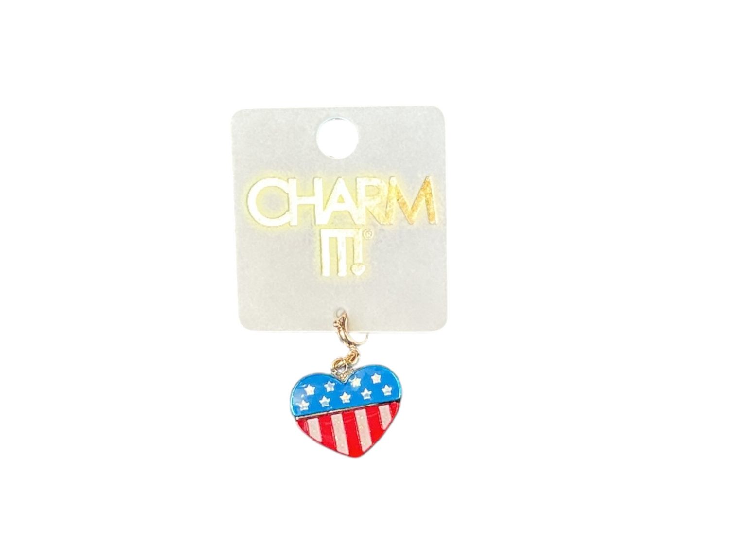 Glitter Flag Heart Charm