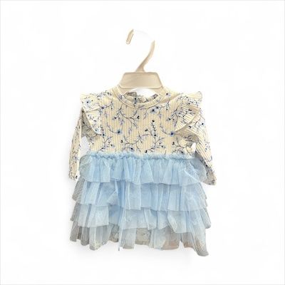 Blue Floral Tutu, Size: 6M